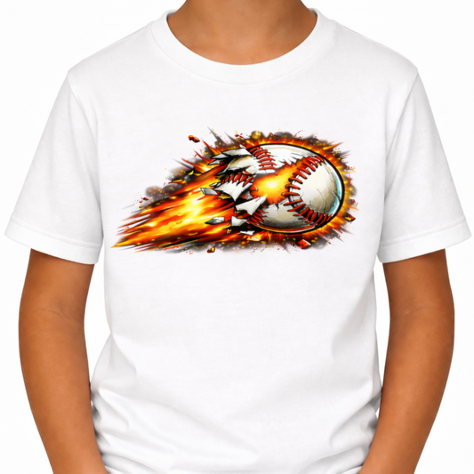 Kids Fireball Baseball Tee